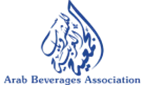 Blue logo of the Arab Beverages Association featuring stylised Arabic calligraphy and a lion's head.