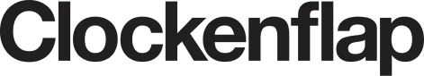 Black logo text reading "Clockenflap" on a plain white background.