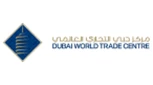 Blue diamond logo featuring the Dubai World Trade Centre name and stylised tower design.