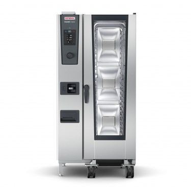 Stainless steel GN Combi 20G oven with a glass door displaying multiple cooking trays inside.