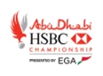 HSBC Abu Dhabi Championship logo featuring red and white colours with an eagle graphic.
