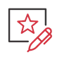 Red star and pen icon on a black background, representing special projects and creativity.