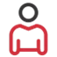 Red and black logo featuring a stylised person and shopping cart, representing retail services.