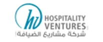 Logo of Hospitality Ventures in teal and grey, featuring Arabic text below.