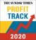 The Sunday Times Profit Track 2020 logo features a blue and yellow upward graph on a red background.