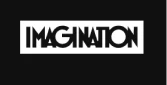 Black background with bold white text reading "IMAGINATION." Focus on modern typography design.