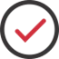 Red checkmark icon within a black circle, symbolising approval or confirmation for short-term rental.
