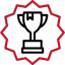 Red starburst shape on a black background, likely used as a graphic element in branding.