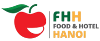Red apple logo with green leaf, accompanied by "FHH Food Hanoi" in grey and orange text.