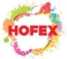 Colourful logo for HOFEX, featuring vibrant splashes surrounding bold red text on a white background.