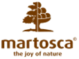 Brown logo of Martosca, featuring a tree, with the tagline "the joy of nature.