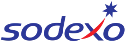 Sodexo logo featuring blue text with a red accent, representing the company's brand identity.