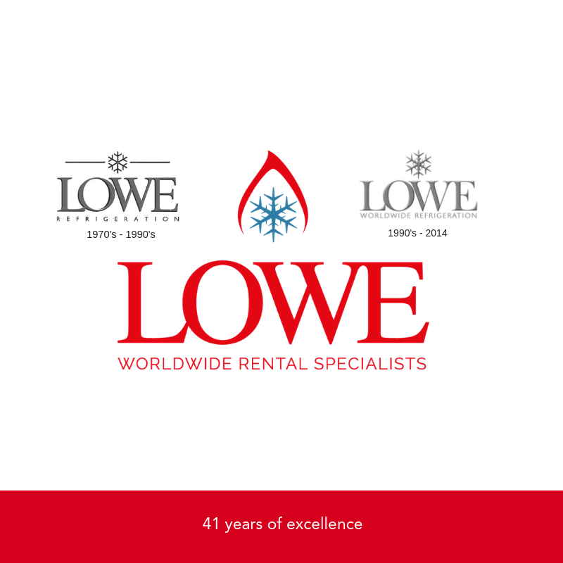 Lowe logo in bold red with blue snowflake, accompanied by grey and black text above.
