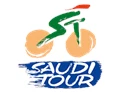 Colourful logo featuring a bicycle, with orange wheels and blue text reading "SAUDI TOUR.