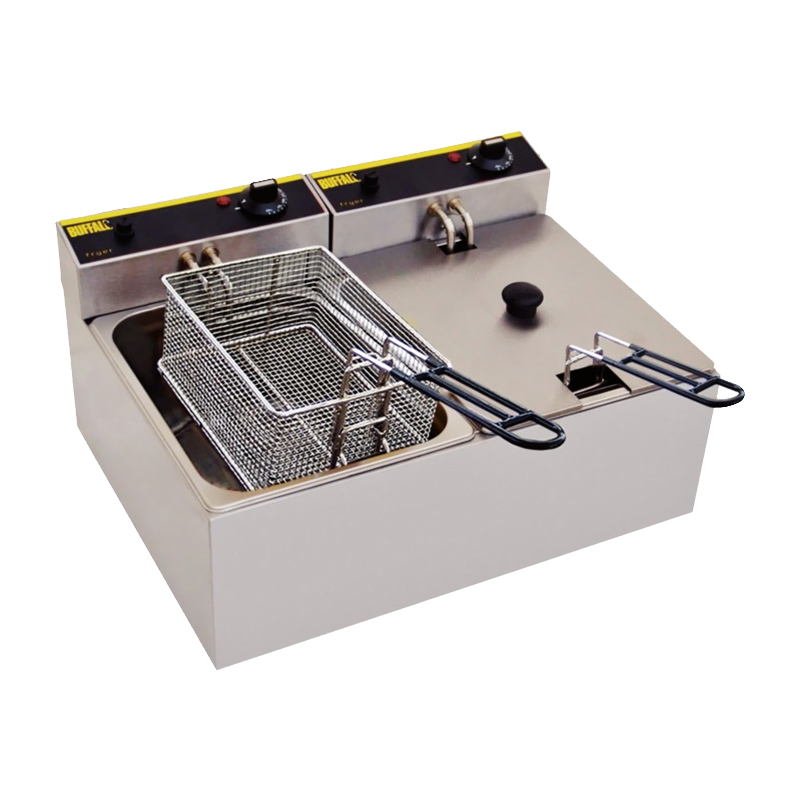 H15B Electrical Stainless Steel Table Double Tank Fryer