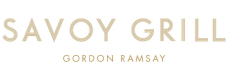Savoy Grill logo in elegant gold font, featuring the name Gordon Ramsay below.