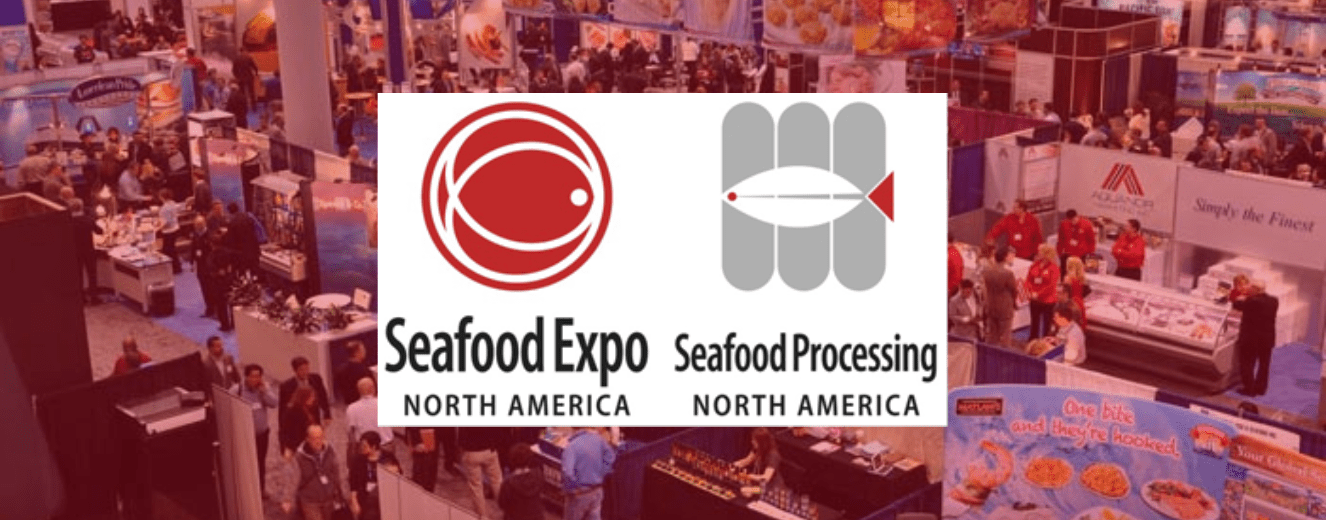 Lowe Rental logo featured alongside Seafood Expo North America branding, with red and grey colours.