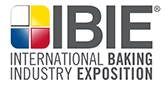 Logo for the International Baking Industry Exposition featuring blue, yellow, red, and grey colours.