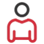 Red and black icon representing a person, likely related to asset management.