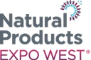 Natural Products Expo West logo featuring grey and pink text with a colourful spiral design.