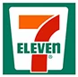 7-Eleven logo featuring a green background, red and orange text, and a stylised number seven.