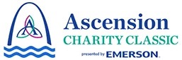 Logo for the Ascension Charity Classic, featuring blue and green text with a sailboat graphic.