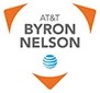 Byron Nelson event logo featuring orange accents and blue AT&T branding on a white background.