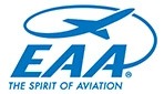 Blue EAA logo featuring an aircraft silhouette, representing the spirit of aviation.