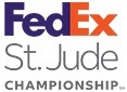 FedEx St. Jude Championship logo featuring purple, orange, and grey text on a white background.