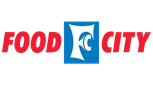 Red and blue logo of Food City, featuring a stylised wave symbol and bold lettering.