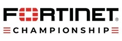 Fortinet Championship logo featuring bold black text with red accents on a white background.