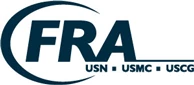Dark blue logo featuring "FRA" with "USN USMC" text, set against a white background.
