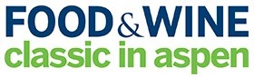 Logo featuring "Food & Wine" in blue and green, with "Classic in Aspen" below.