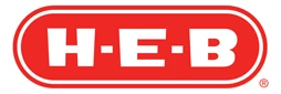H-E-B logo in bold red and white, featuring the letters H, E, and B prominently.