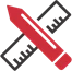 Red pencil and ruler icon on a green background, representing asset management concepts.