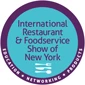 Circular logo featuring turquoise and purple, representing the International Restaurant & Foodservice Show of New York.