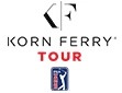 Korn Ferry Tour logo featuring black and red text on a white background with a golf icon.