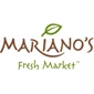 Mariano's Fresh Market logo featuring green leaf design and brown text on a white background.