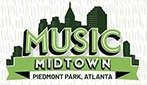 Green and black logo for Music Midtown, featuring a skyline silhouette and text.