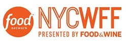 NYCWFF logo in orange and white, promoting the event presented by Food Network.