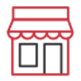 Red and black storefront icon with a canopy, representing a retail establishment.